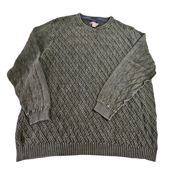 Carbon 2 Cobolt Mens Pullover V-neck Waffle Knit Heavy Green Sweater Size XXL - Picture 1 of 7